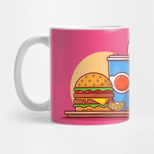 Burger And Soda Cartoon Vector Icon Illustration (14) Mug